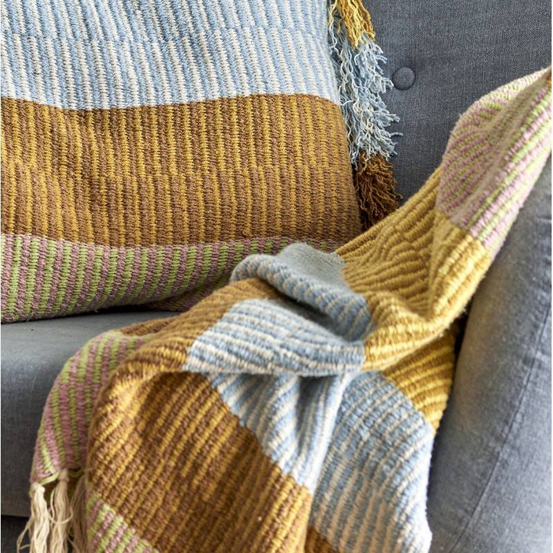 Plaid "isnel" Lyseblå, Beige, Brun Og Gul - Bloomingville 130x160
