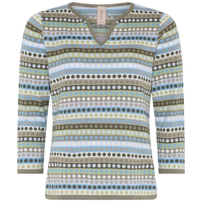 Skovhuus Kvinde Grethe Strikbluse Leek Green / Pool Blue Xxl