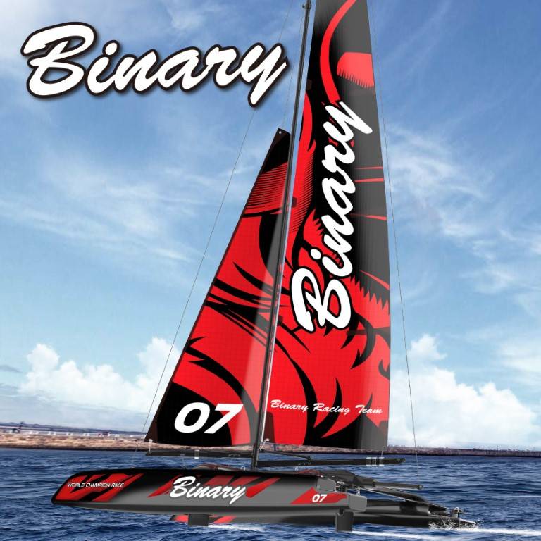 Binary V2 Rtr Mini Catamaran 2.4g Rtr Fjernstyret Sejlbåd - Joysway