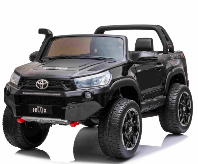 Toyota Hilux 24v Elbil M/2x24v 240w Motor + Lædersæde + Gummihjul, Sort - Megaleg