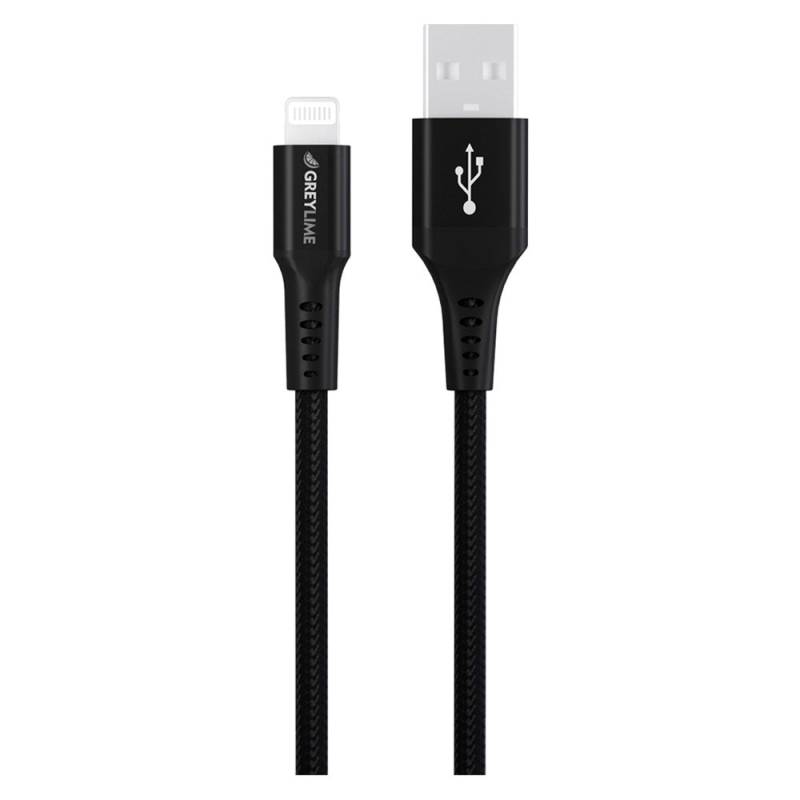 Greylime Braided Usb-A Til Lightning Kabel Sort, 0,5 M