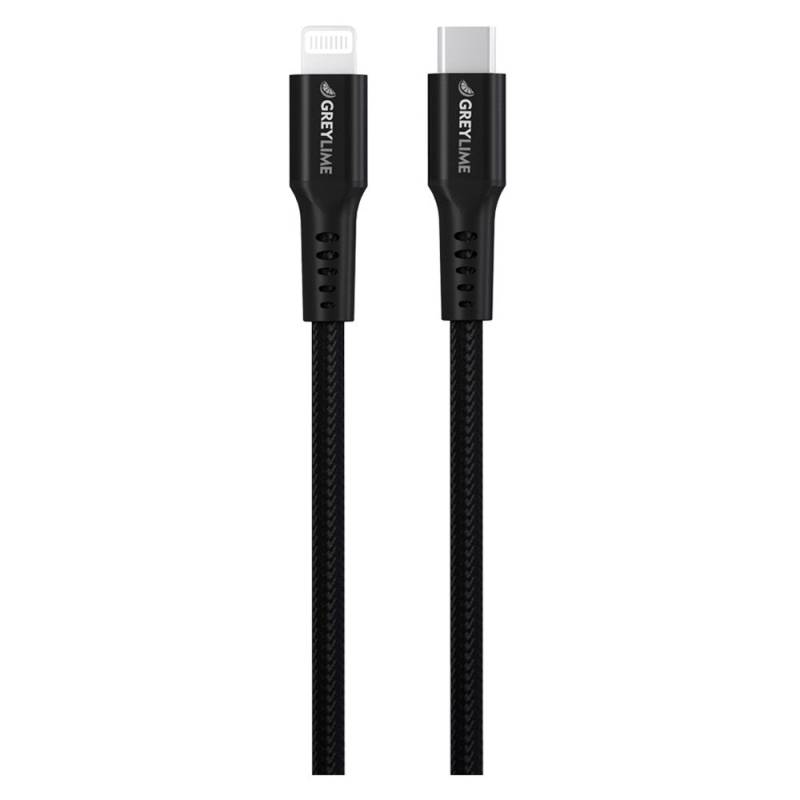 Greylime Braided Usb-C Til Lightning Kabel Sort, 0,5 M