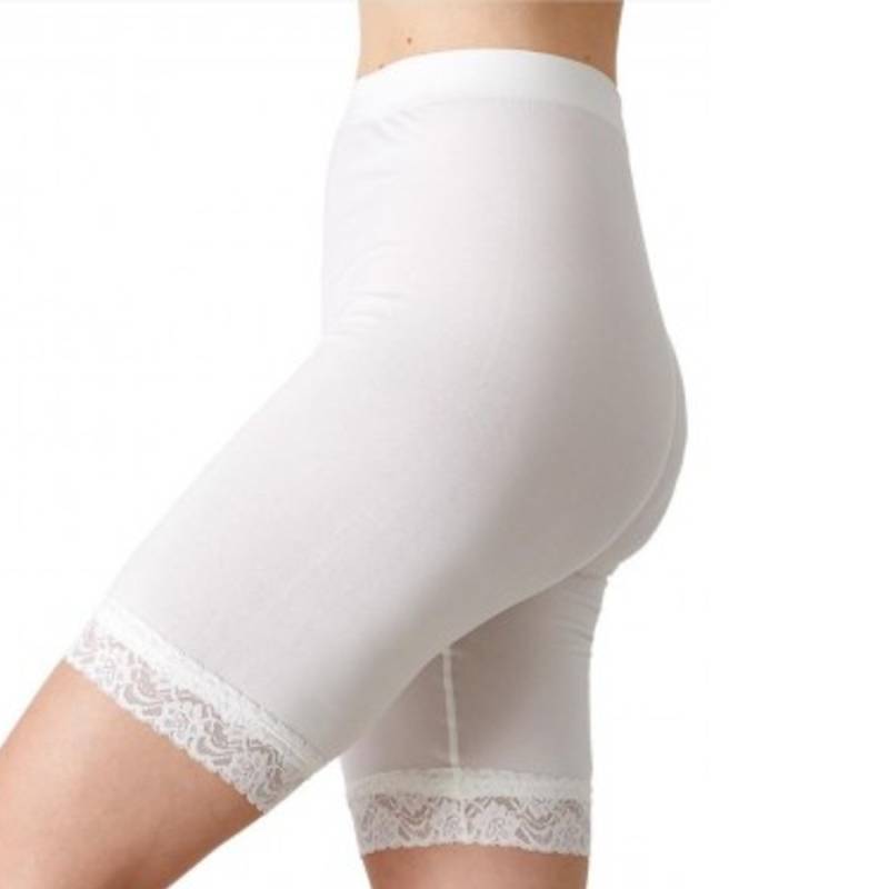 Festival Microfiber Shorts I Hvid Med Blondekant Til Kvinder