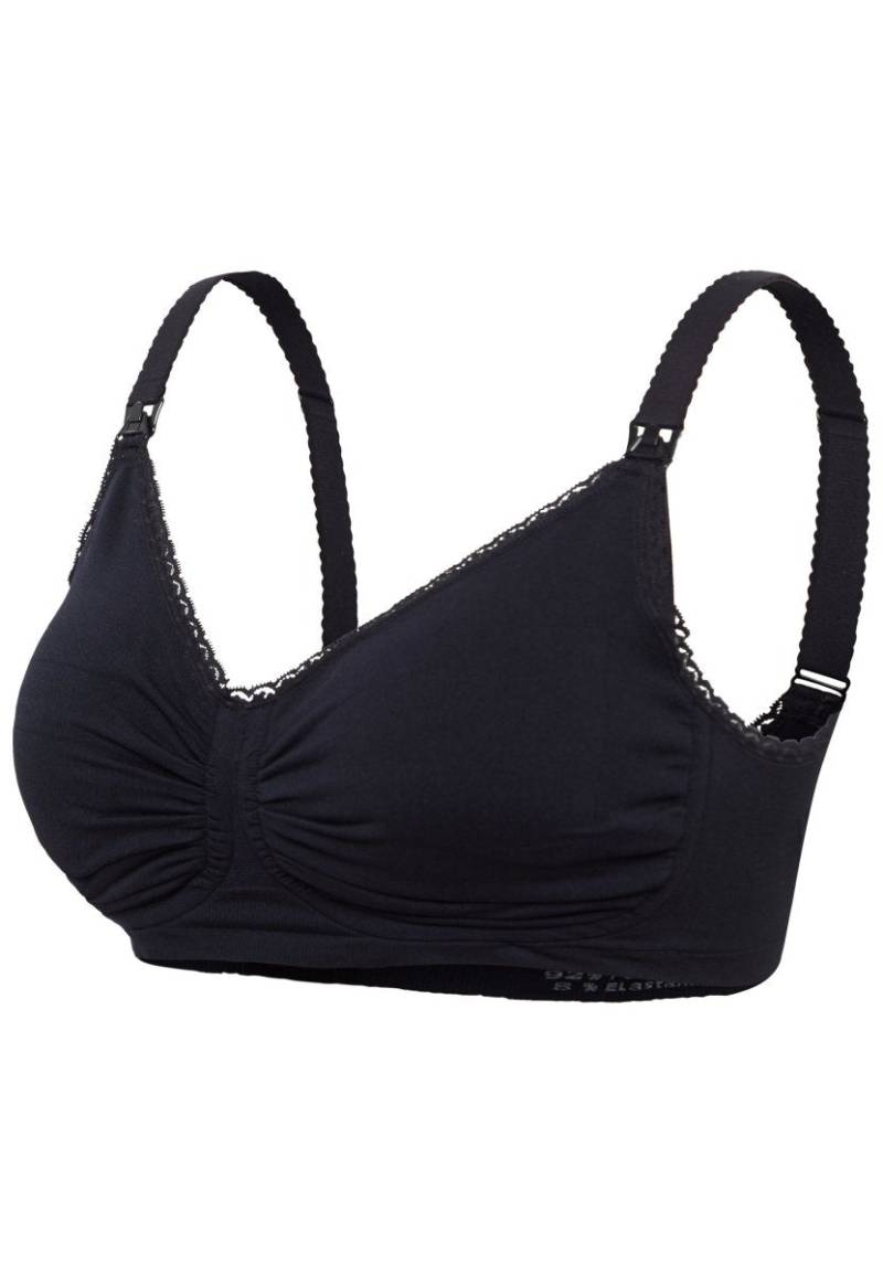 Carriwell Seamless Padded Graviditets- Og Amme-Bh Med Carri-Gel Støtte Og Indlæg, Sort - Large