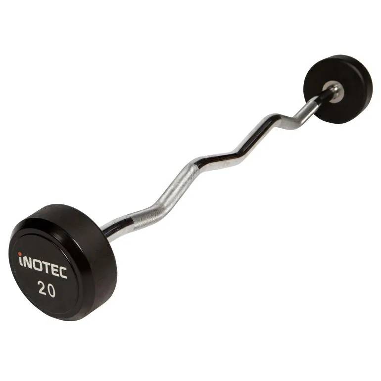 Inotec Cpu Curl Vægtstang (25 Kg) - Curl Vægtstang, Faste Skiver. Utrolig Slidstærk. Perfekt Til Biceps- Og Triceps øvelser.