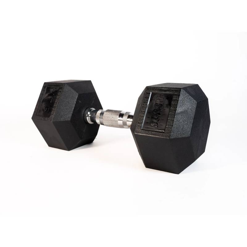 Sq&sn Hexagon Håndvægt (17,5 Kg) Med Forkromet Greb. Udstyr Til Crossfit Træning, Styrketræning Og Funktionel Træning