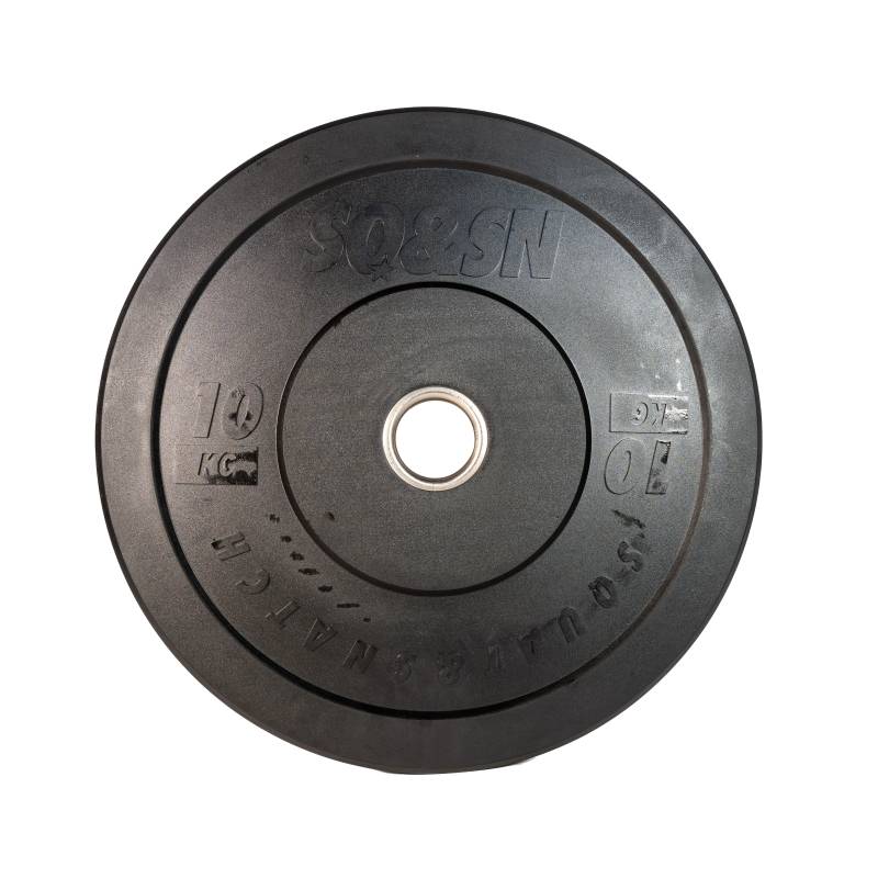 Sq&sn Bumper Plate Vægtskive (10 Kg) I Sort. Udstyr Til Styrketræning, Vægtløftning Og Crossfit Træning
