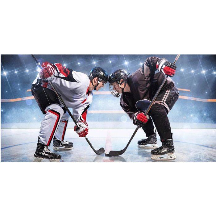 Ishockey Håndklæde - 70x140 Cm - 100% Bomuld - Blødt Badehåndklæde Med Ishockeyspillere - Licens