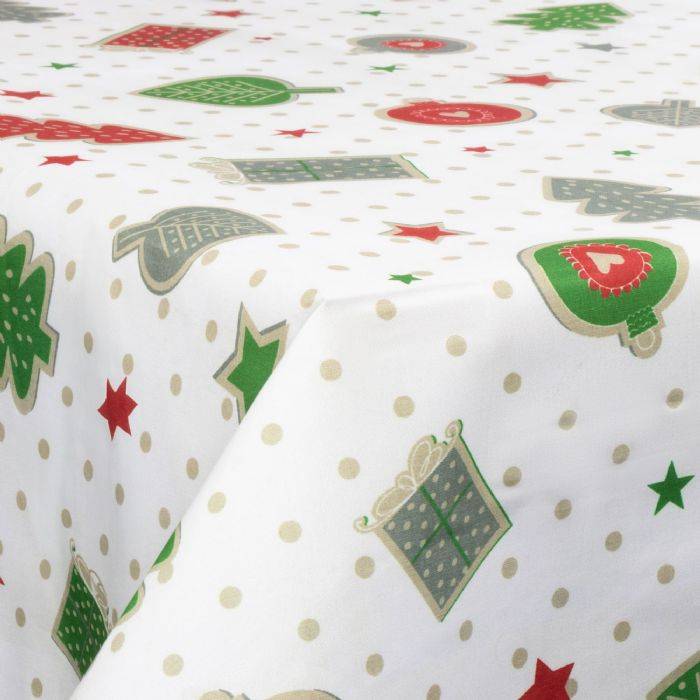 Tekstil Voksdug - 140 Cm Bred - Juledug - På Metermål - Christmas Charms And Dots - Voksdug Med Akrylbelægning - Borg Living