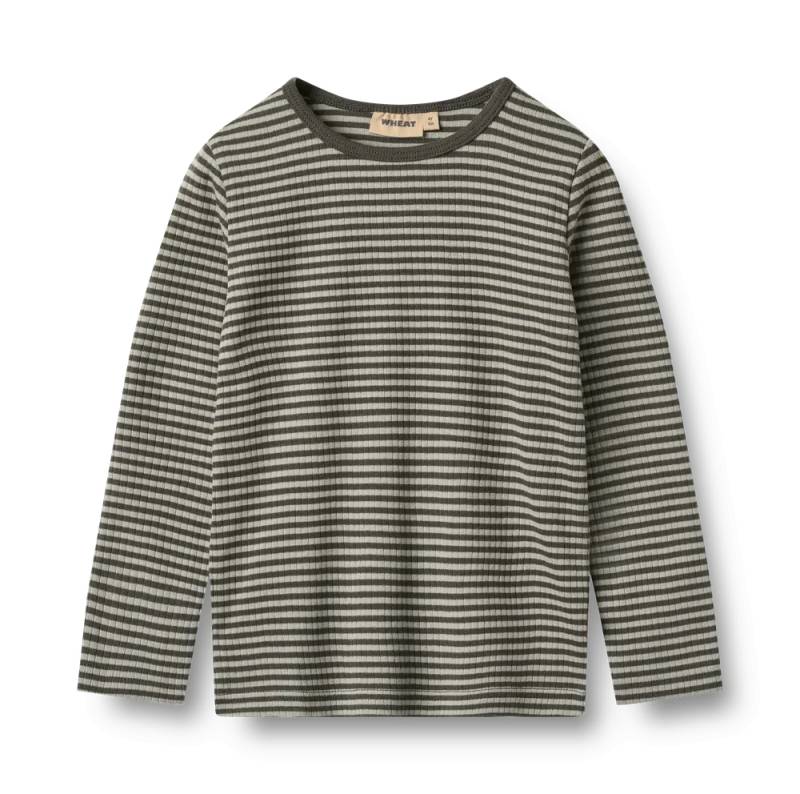 Stig T-Shirt Langærmet - Winter Forest Stripe - 4 år - Wheat