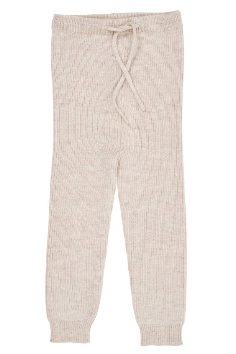 Klassisk Merino Rib Leggings M. Bindebånd - Unisex - Pale Cream Melange - Pale Cream Melange / 134-140 - Copenhagen Colors