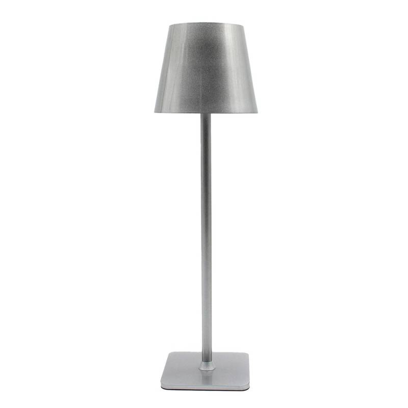Opladelig Led Bordlampe Inde/Ude - Sølv, Touch Dæmpbar, Cct, Ip54 Udendørs - Dæmpbar : Dæmpbar, Kulør : Cct (varm Til Kold Hvid)