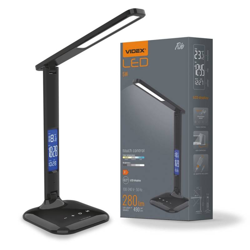 Rio 5w Led Bordlampe - Dæmpbar, Sort, 230v - Dæmpbar : 5-Step, Kulør : Neutral - Videx