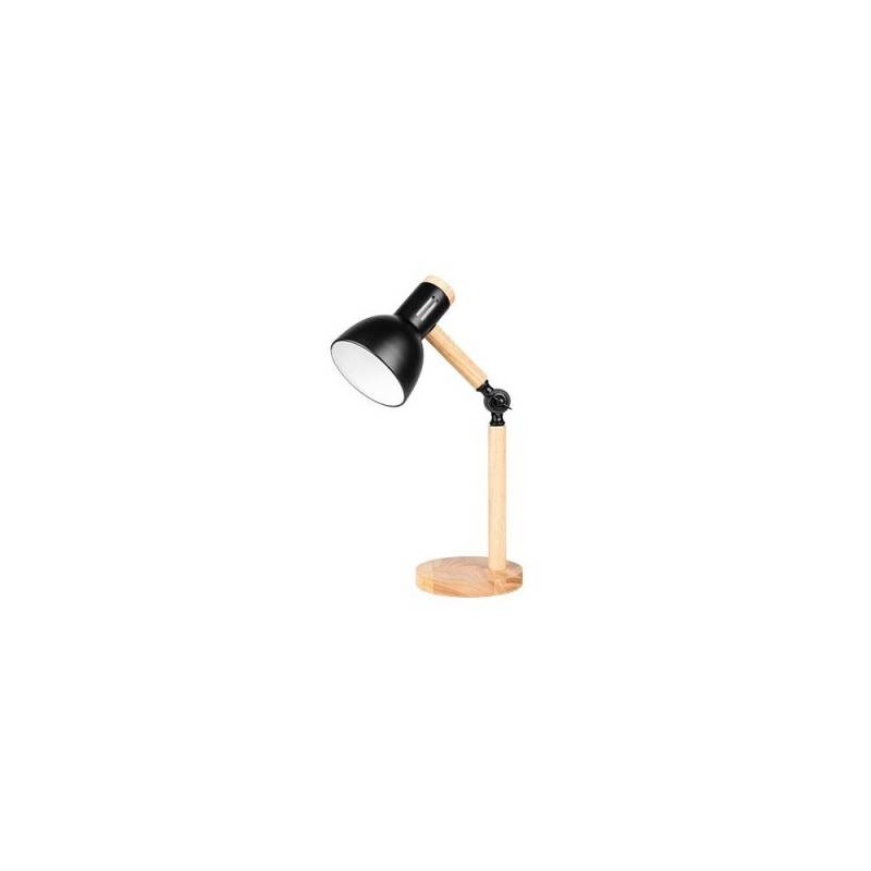 Bordlampe I Sort Metal Og Træ - 1,5 Meter Ledning, E27 Fatning, Uden Lyskilde - V-Tac