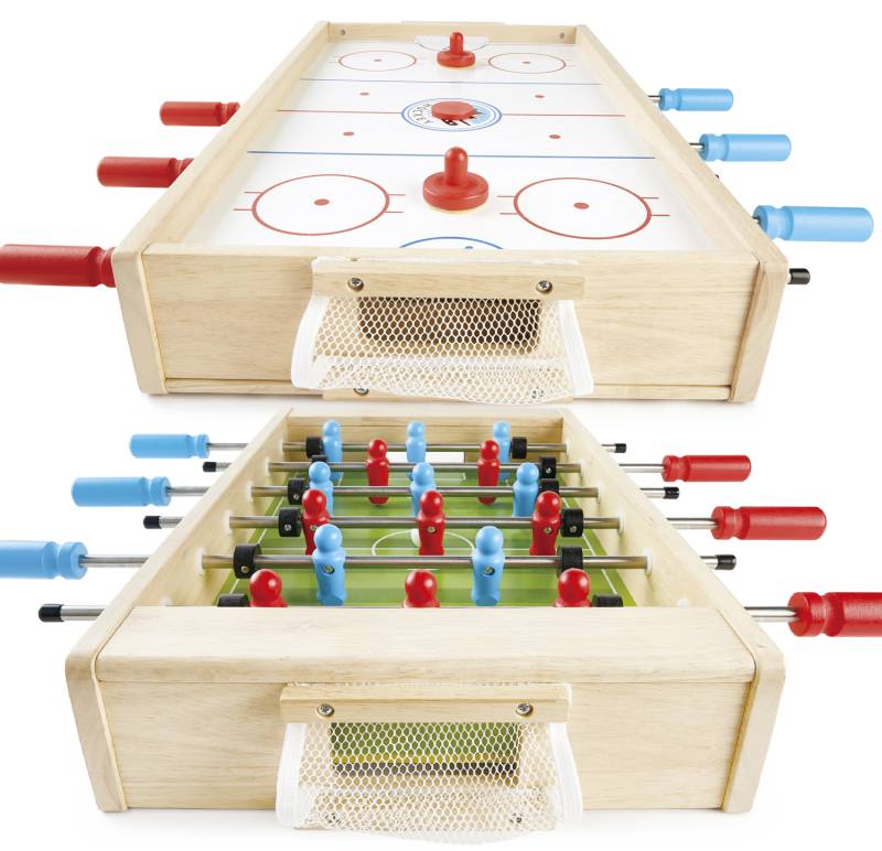 Pintoy Bordfodbold Og Ishockey 2-I-1 Spil Til Børn I Træ