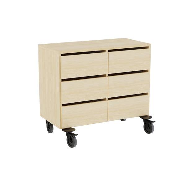 Opbevaring Stig 2x1,5 Rum, 6 Skuffer, Birk Laminat, Hjul - Sono