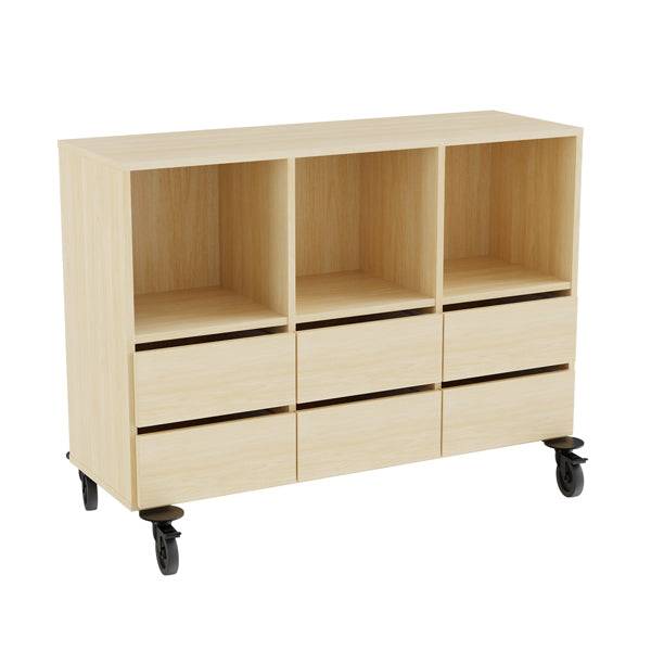 Opbevaring Stig 3x2 Rum, 6 Skuffer, Birk Laminat, Hjul - Sono