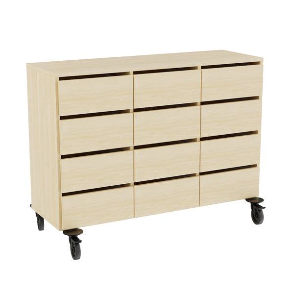 Opbevaring Stig 3x2 Rum, 12 Skuffer, Birk  Laminat, Hjul - Sono
