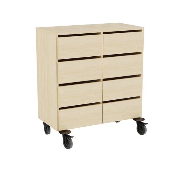 Opbevaring Stig 2x2 Rum, 8 Skuffer, Birk Laminat, Hjul - Sono
