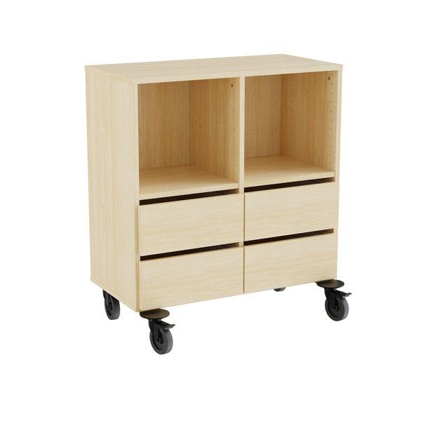 Opbevaring Stig 2x2 Rum, 4 Skuffer, Birk Laminat, Hjul - Sono