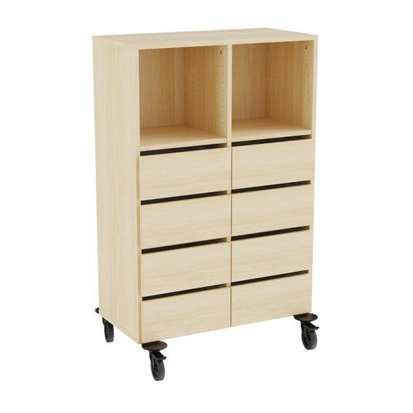 Opbevaring Stig 2x3 Rum, 8 Skuffer, Birk  Laminat, Hjul - Sono