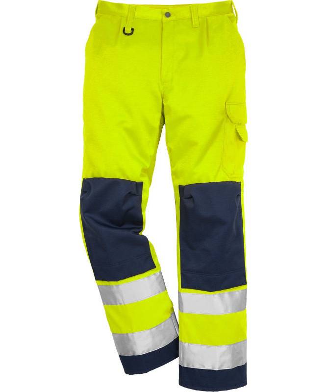 Kansas/Fristads Essential Hi-Vis Bukser Kl. 2 (hi Vis Gul/Marine, 48) - Kansas Arbejdstøj
