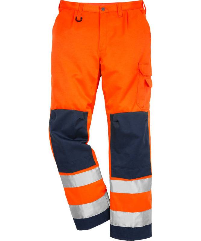 Kansas/Fristads Essential Hi-Vis Bukser Kl. 2 (hi Vis Orange/Marine, 50) - Kansas Arbejdstøj