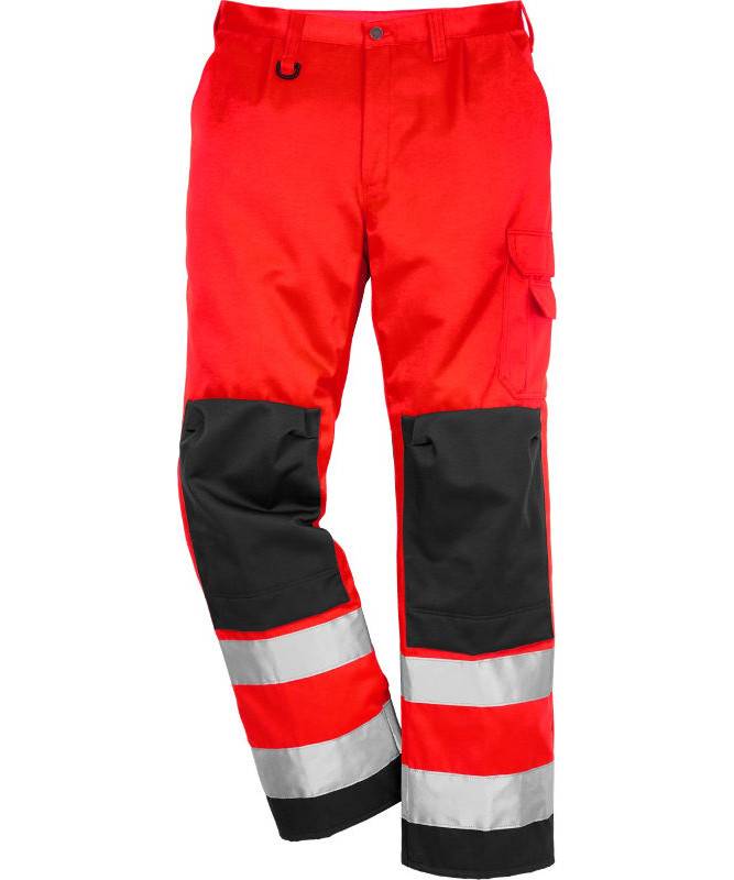 Kansas/Fristads Essential Hi-Vis Bukser Kl. 2 (hi Vis Rød/Sort, 46) - Kansas Arbejdstøj