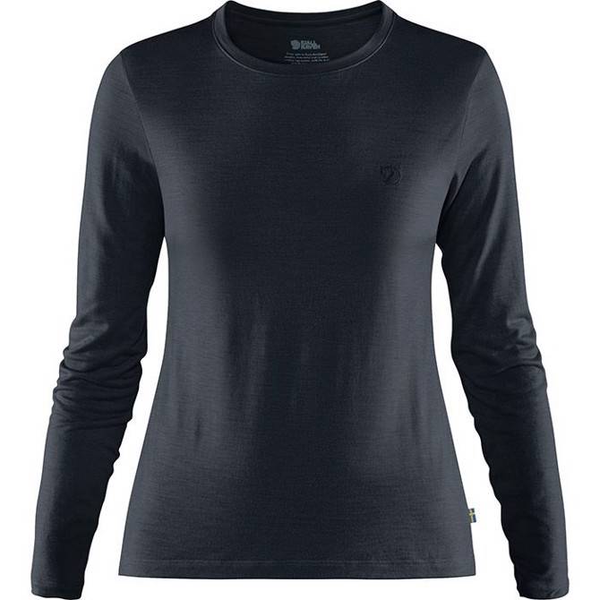 Fjällräven Abisko Wool Ls Kvinder / Damer-Dark Navy-Xl - T-Shirts