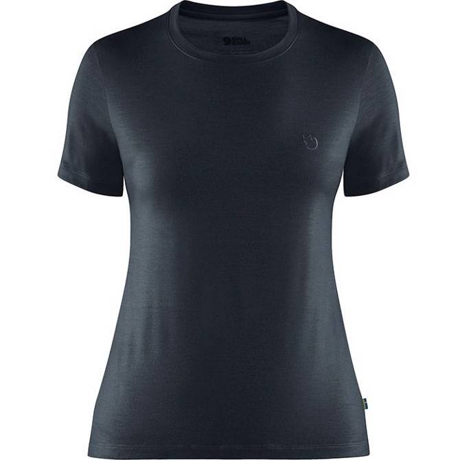 Fjällräven Abisko Wool Ss Kvinder / Damer-Dark Navy-S - T-Shirts
