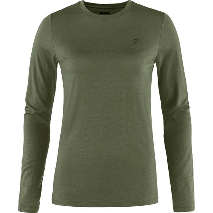 Fjällräven Abisko Wool Ls Kvinder / Damer-Laurel Green-L - T-Shirts