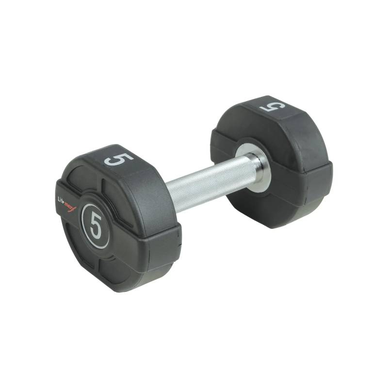 Lifemaxx Pu Håndvægt 5 Kg - Lige Riflet Håndtag - Udstyr Til Crossfit, Styrketræning Og Funktionel Fitness