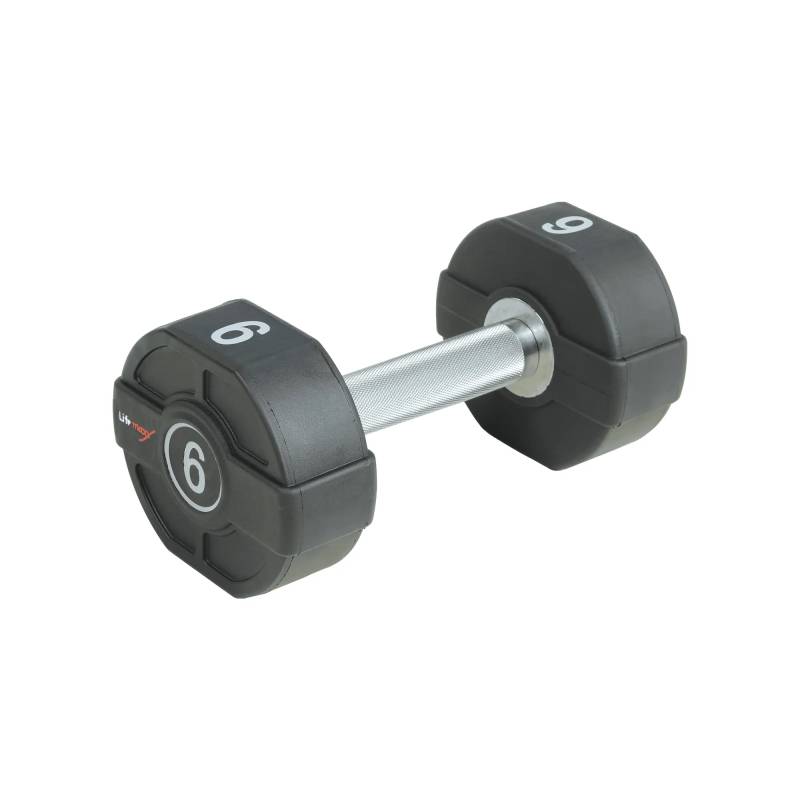 Lifemaxx Pu Håndvægt 6 Kg - Lige Riflet Håndtag - Udstyr Til Crossfit, Styrketræning Og Funktionel Fitness