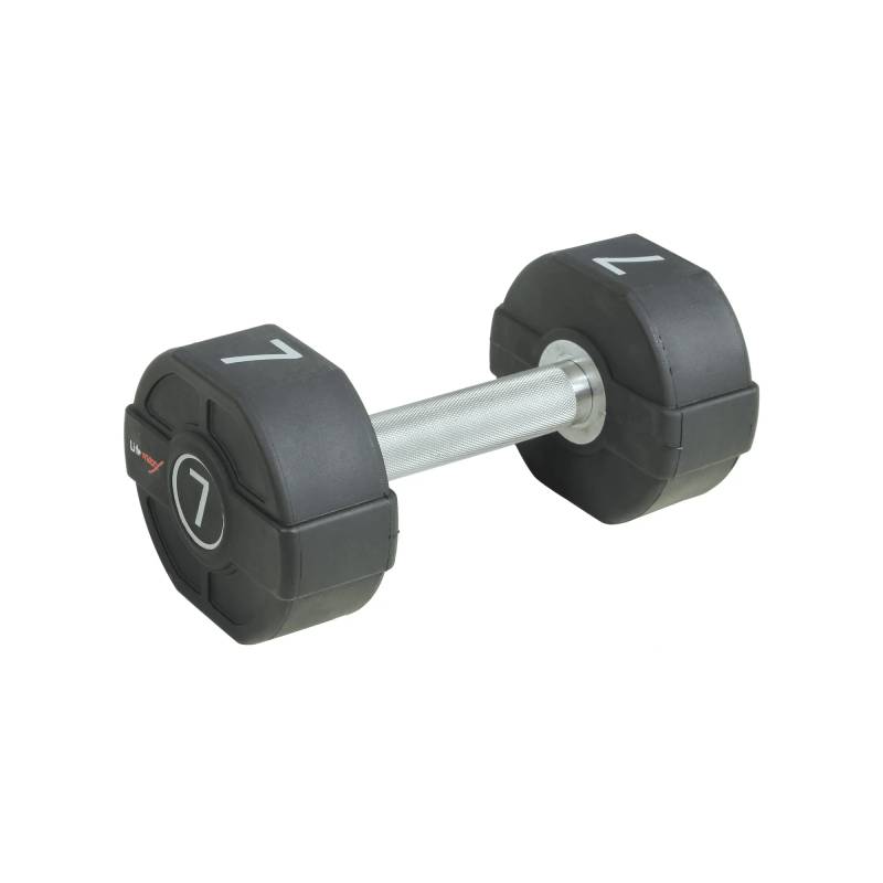 Lifemaxx Pu Håndvægt 7 Kg - Lige Riflet Håndtag - Udstyr Til Crossfit, Styrketræning Og Funktionel Fitness