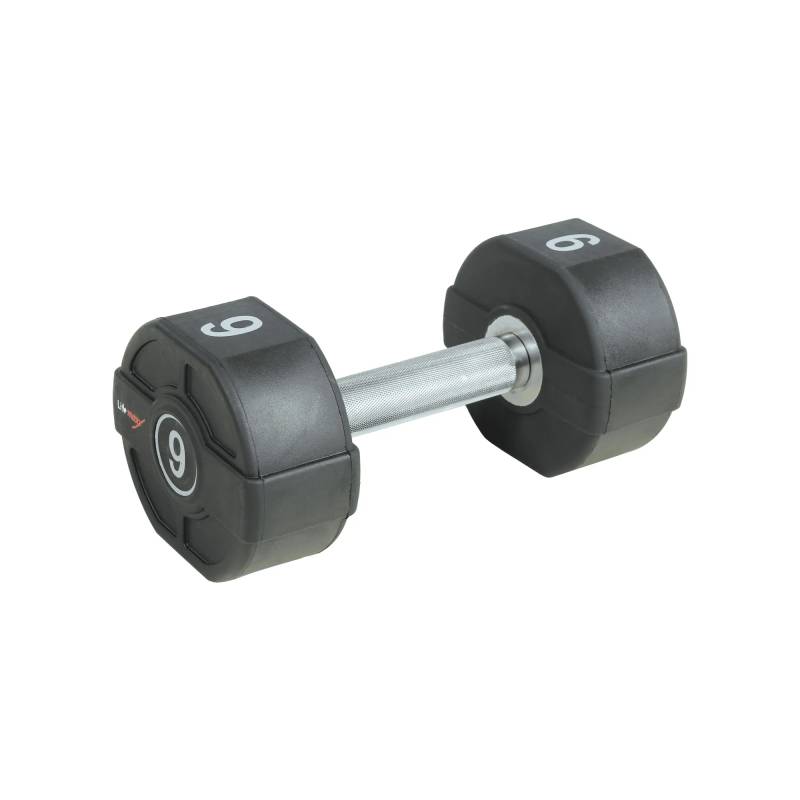 Lifemaxx Pu Håndvægt 9 Kg - Lige Riflet Håndtag - Udstyr Til Crossfit, Styrketræning Og Funktionel Fitness