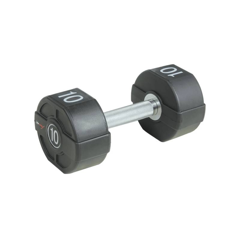 Lifemaxx Pu Håndvægt 10 Kg - Lige Riflet Håndtag - Udstyr Til Crossfit, Styrketræning Og Funktionel Fitness