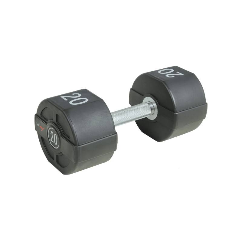 Lifemaxx Pu Håndvægt 44 Kg - Lige Riflet Håndtag - Udstyr Til Crossfit, Styrketræning Og Funktionel Fitness