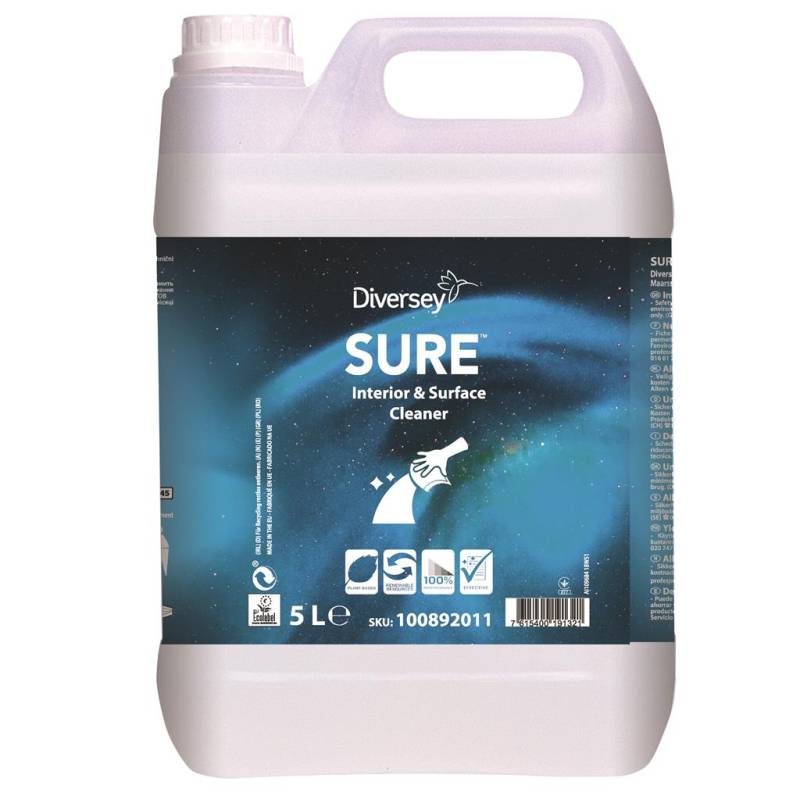 Sure Interior & Surface Cleaner, Plantebaseret Universal Rengøringsmiddel, 5 L - Diversey