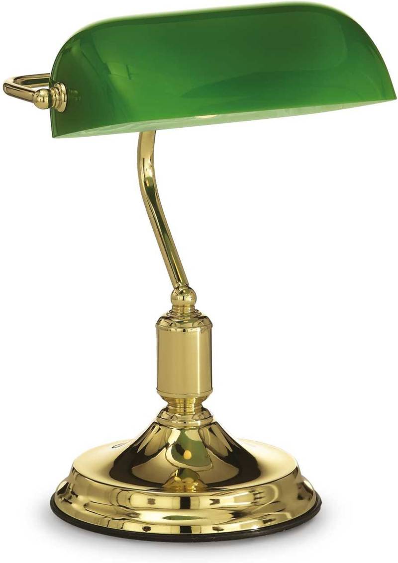 Bordlampe Ideal Lux Lawyer Messingfinish Med Blæst Overlay Glas ø26 X H38 Cm E27