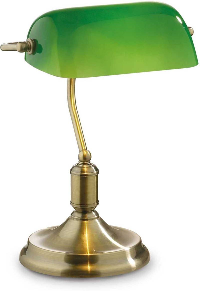 Bordlampe Ideal Lux Lawyer ø26 X H38 Cm Brændt Metalbase Grøn Glasskærm E27