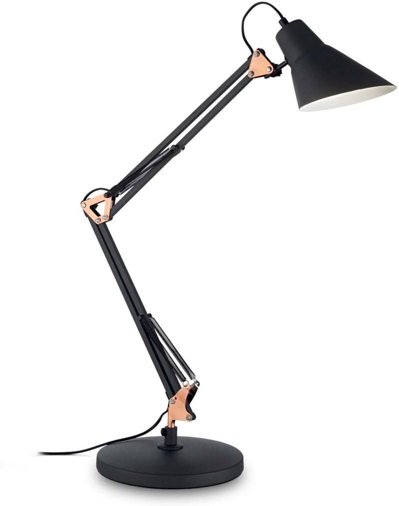 Bordlampe Ideal Lux Sally  -  Justerbar Metallampe I Sort Og Messing