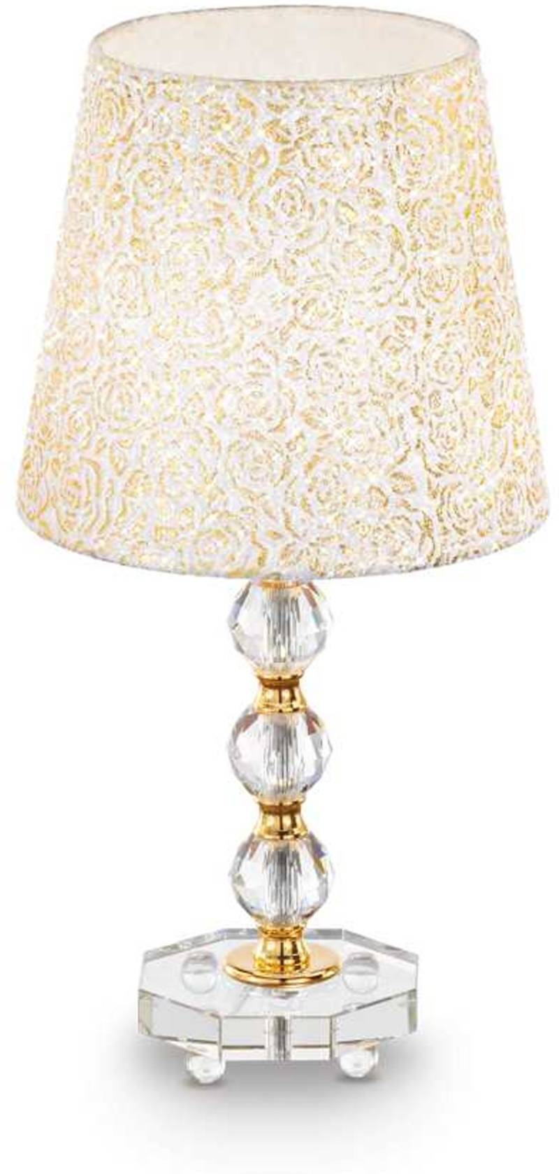 Bordlampe Ideal Lux Queen ø25 X H46,5 Cm Guldfarvet Metal, Glas & Stof