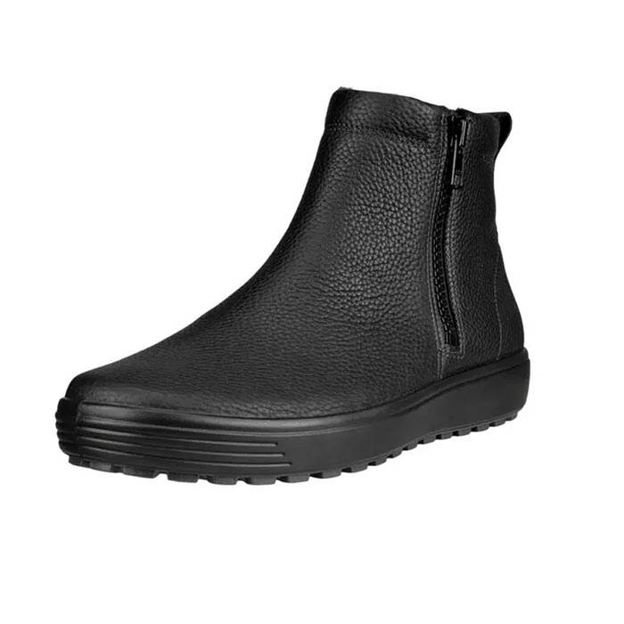 Ecco Soft 7 Tred Herre / Mænd, Black-43 - Læderstøvler Uden Snørebånd