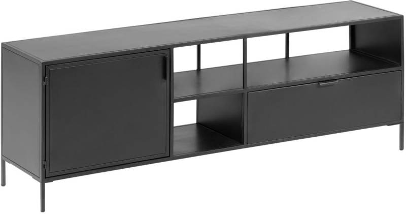 Tv-Bord Kave Home Shantay Sort Pulverlakeret Stål H50ã—l150ã—d35 Cm Industrielt Design