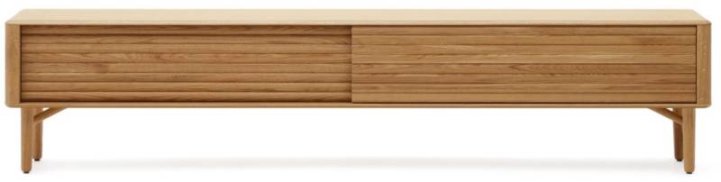 Tv-Bord Kave Home Lenon Massivt Egetræ Natur 200 X 35 X 57 Cm Mediemøbel