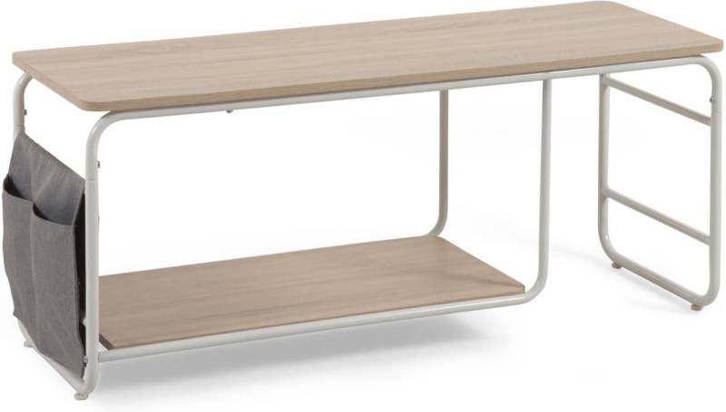 Tv-Bord Kave Home Yamina Natur Med Hvidmalet Metalramme Og Stoflommer