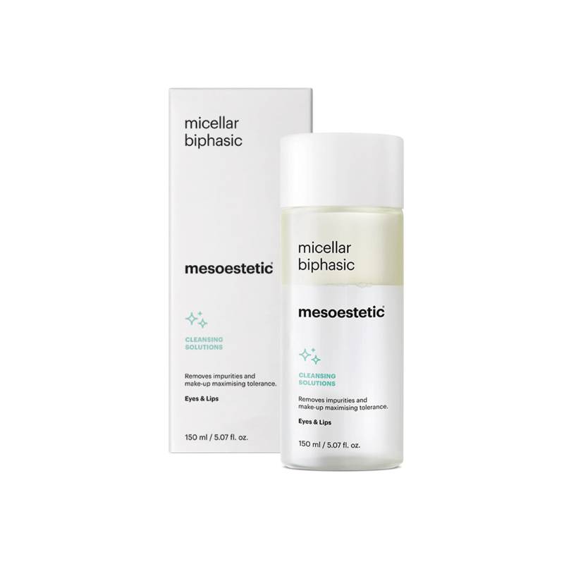 Mesoestetic Micellar Biphasic - Bifasisk Makeupfjerner - 150 Ml. - Ansigtsvask / Ansigtsrens Til Makeup - Fjerner Skånsomt Snavs Og Vandfast Makeup