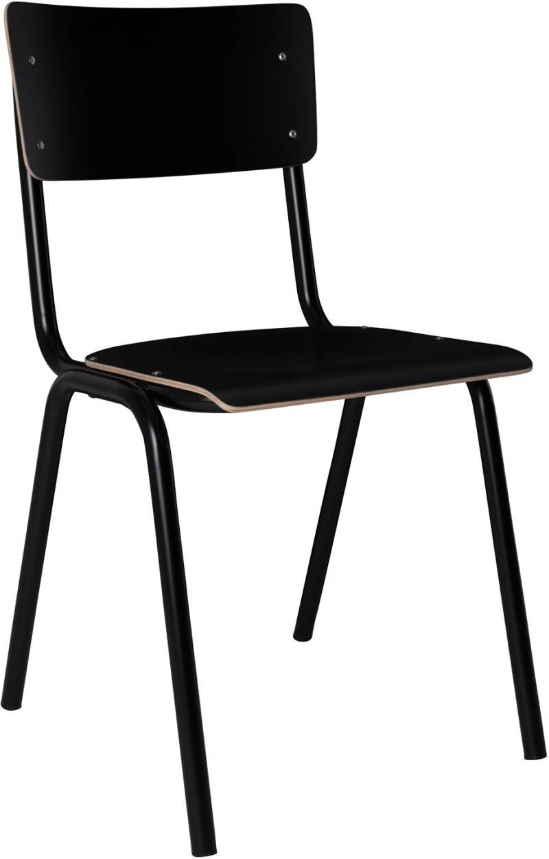 Spisebordsstol Zuiver Back To School Kulsort Højtrykslaminat Stålstel Stabelbar 82,5x49x43 Cm