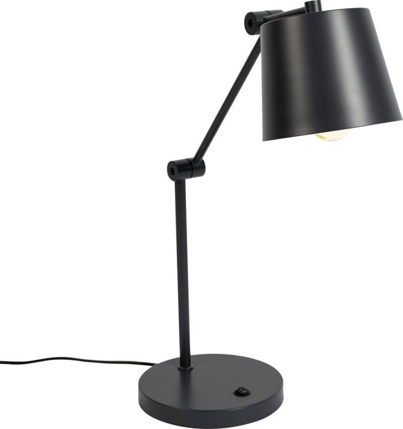 Bordlampe Studio White Hajo Askegrå Jern  -  Justerbar Højde, Vipbar Lampehoved, E27 Led Til Stue Med Varm Hvid Glød
