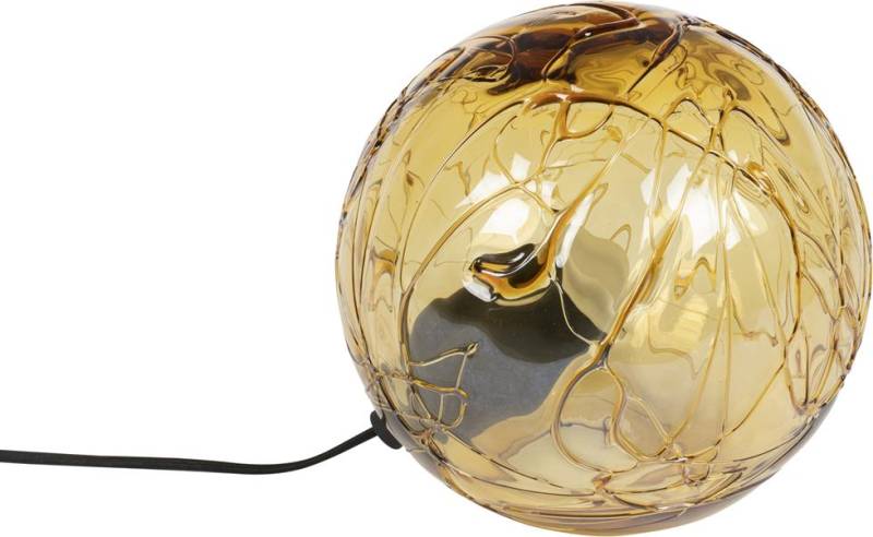 Bordlampe Dutchbone Lune  -  Rund Glaslampe ø25 Cm Med Dæmpbar Gu10 Led, Varm Gylden Finish Til Stue